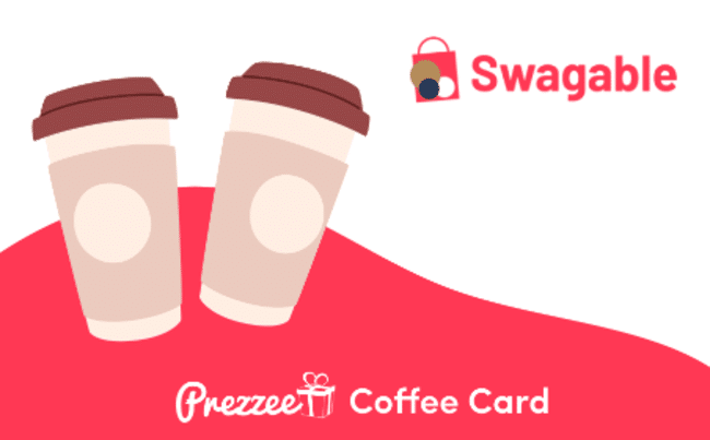 Image of two coffee cups and Swagable logo, as example of Swagable Prezzee gift card.